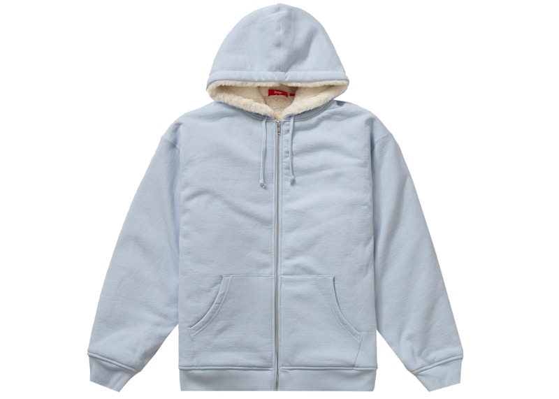 Supreme Faux Fur Lined Zip Up Hooded Sweatshirt Light Blue 圖 3