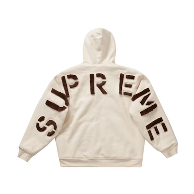 Supreme Faux Fur Lined Zip Up Hooded Sweatshirt Natural