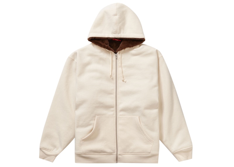 Supreme Faux Fur Lined Zip Up Hooded Sweatshirt Natural 圖 2