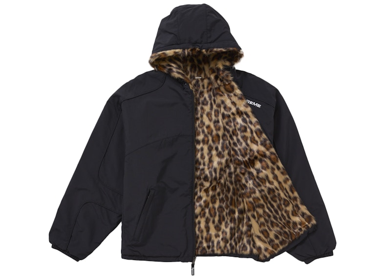 Lookbook Supreme 人造毛皮可翻轉連帽運動夾克 黑色