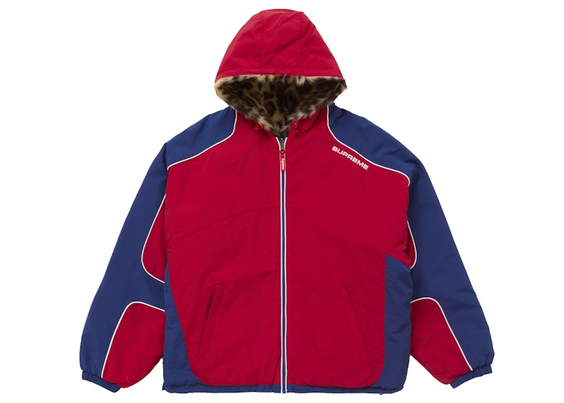 Supreme Faux Fur Reversible Hooded Track Jacket Red