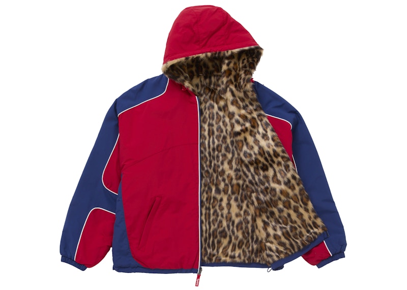Lookbook Supreme 仿皮草雙面連帽運動外套 紅色