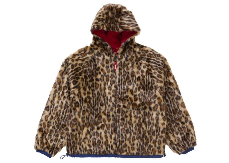 Shop Supreme 仿皮草雙面連帽運動外套 紅色