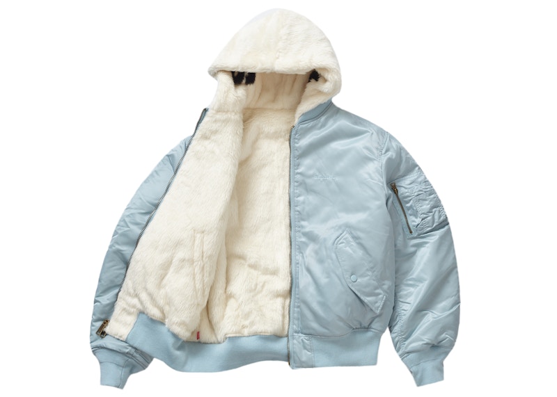 Order Supreme蓝色毛绒可翻转MA-1夹克