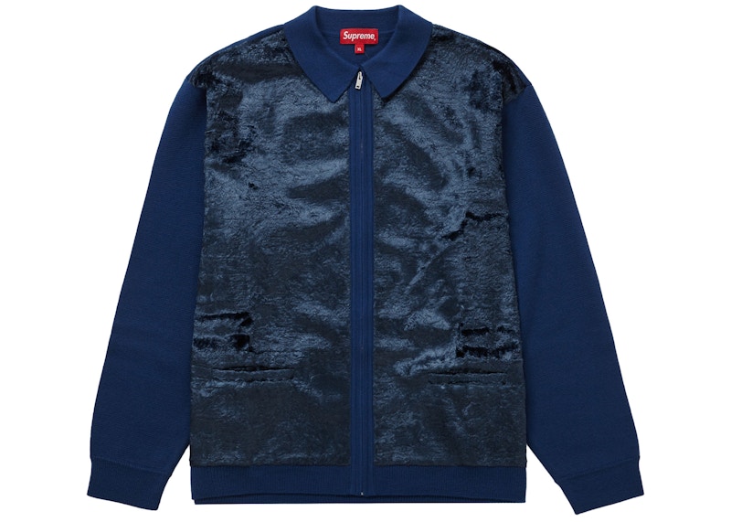 Supreme Faux Fur Zip Up Cardigan Blue
