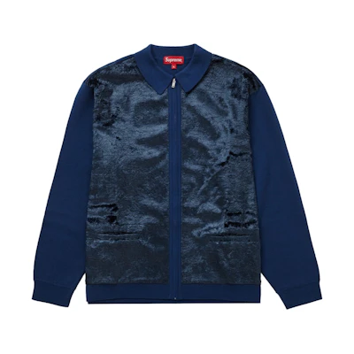 Supreme Faux Fur Zip Up Cardigan Blue