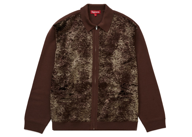 Supreme Faux Fur Zip Up Cardigan Brown