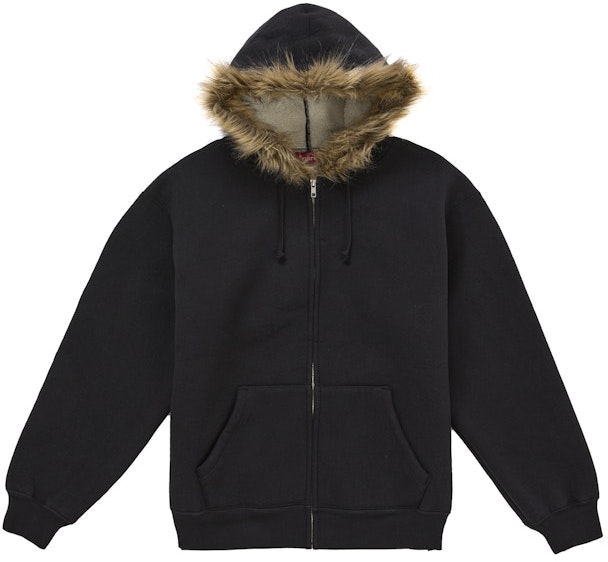 supreme-faux-fur-zip-up-hooded-sweatshirt-black