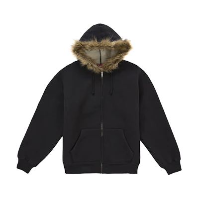 Supreme Faux Fur Zip Up Hooded Sweatshirt Black