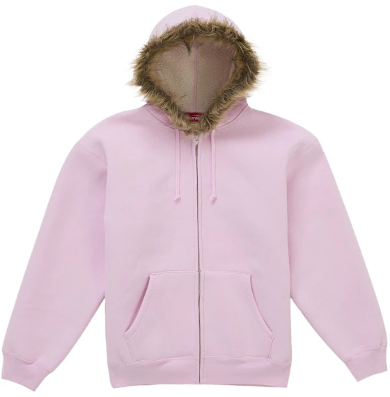 supreme-faux-fur-zip-up-hooded-sweatshirt-pink