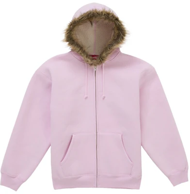 Supreme Faux Fur Zip Up Hooded Sweatshirt Pink Buy Supreme Faux Fur Zip Up Hooded Sweatshirt Pink