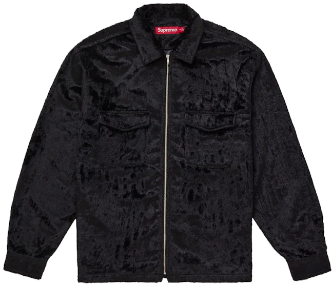 supreme-faux-fur-zip-up-shirt-black