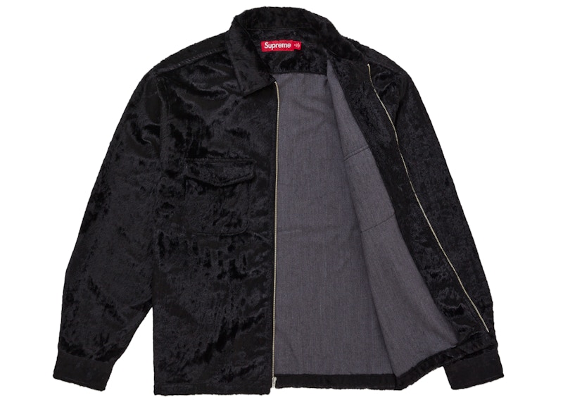 Order Supreme Faux Fur Zip Up Shirt Black