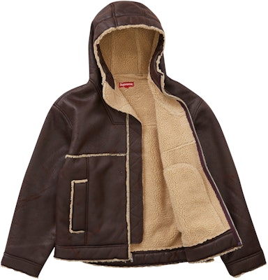 Supreme Faux Shearling Hooded Jacket (SS23) Brick - Novelship