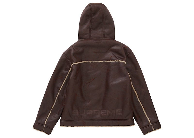 Supreme Faux Shearling Hooded Jacket (SS23) Brick 圖 3