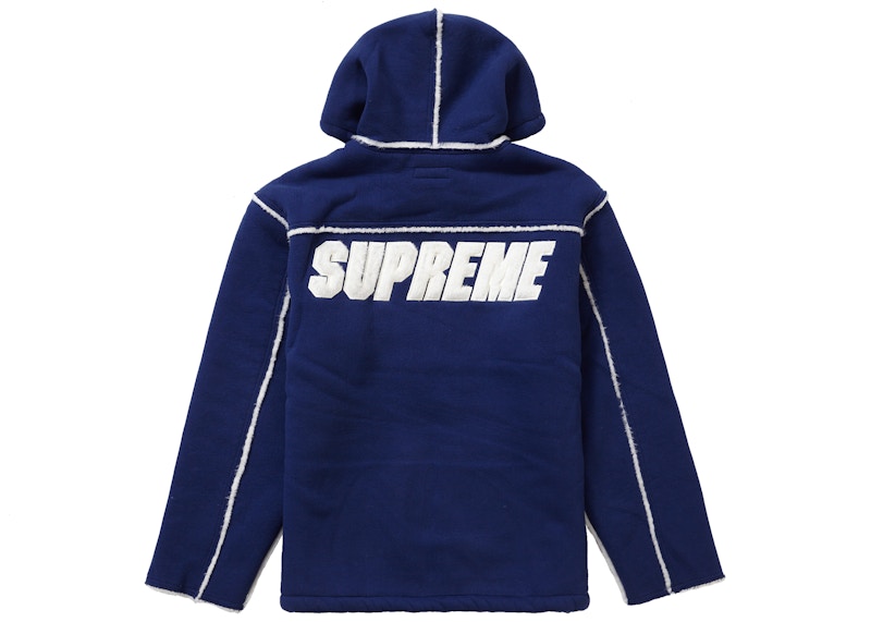 Supreme Faux Shearling Hooded Jacket Bright Navy