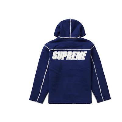 Supreme Faux Shearling Hooded Jacket Bright Navy