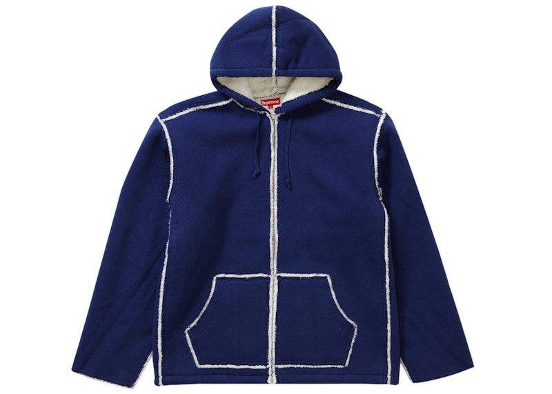Supreme Faux Shearling Hooded Jacket Bright Navy 圖 2