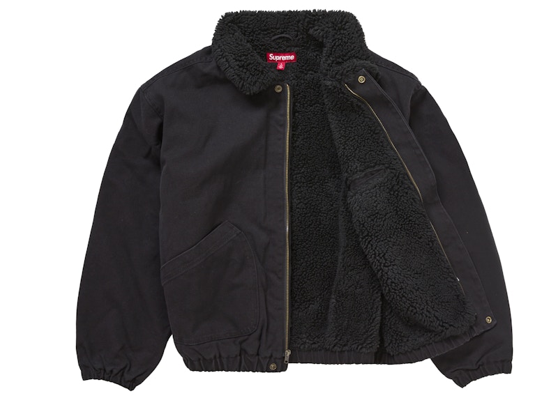 Order 슈프림 페이크 시어링 라인드 블랙 봄버 재킷