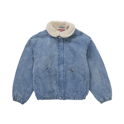 Supreme Faux Shearling Lined Bomber Jacket Denim