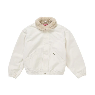 Supreme Faux Shearling Lined Bomber Jacket White