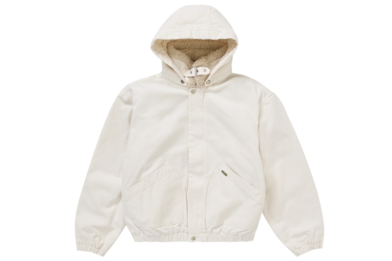 Shop Supreme Jaket Bomber Putih Berbulu Faux Shearling Lined
