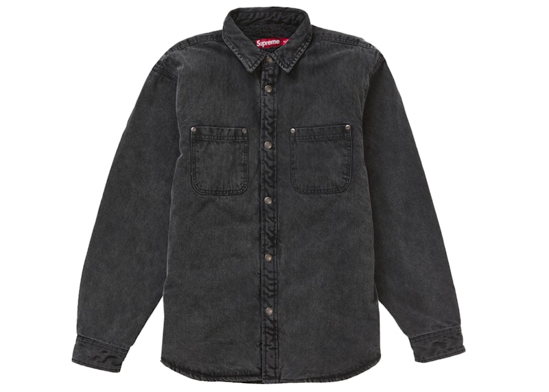 Supreme Faux Shearling Lined Work Shirt Black Denim