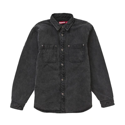 Supreme Faux Shearling Lined Work Shirt Black Denim