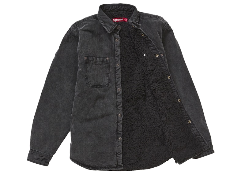 Order 슈프림 페이크 시어링 안감 워크 셔츠 블랙 데님