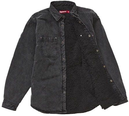 슈프림 페이크 시어링 안감 워크 셔츠 블랙 데님 Order 슈프림 페이크 시어링 안감 워크 셔츠 블랙 데님