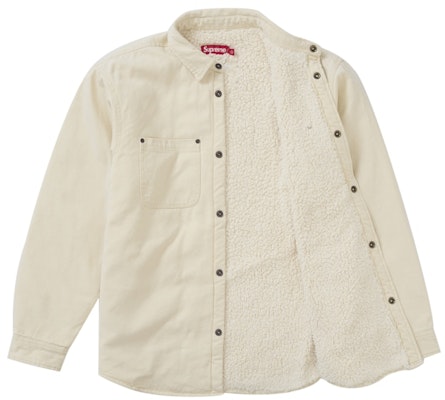 Supreme Kemeja Kerja Lined Faux Shearling Natural Order Supreme Kemeja Kerja Lined Faux Shearling Natural