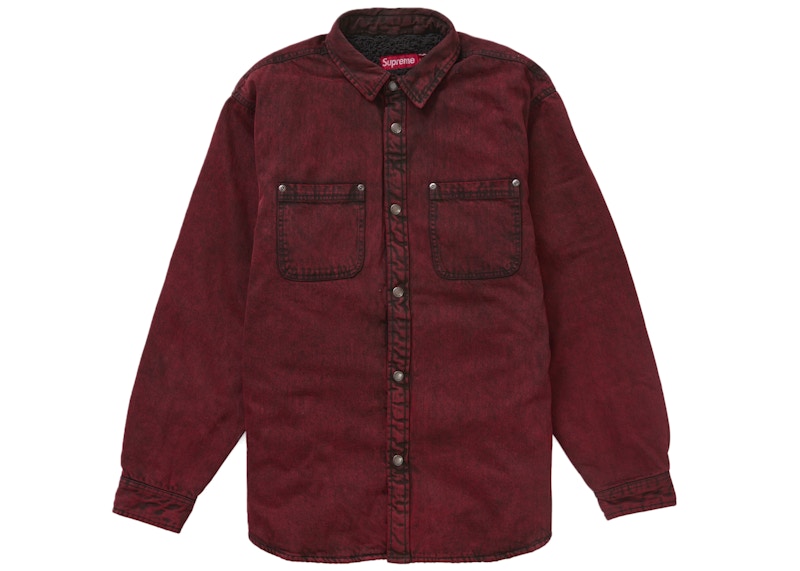 Supreme Faux Shearling Lined Work Shirt Red Denim