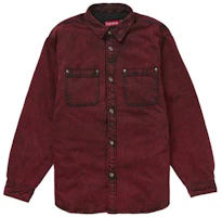 Supreme Faux Shearling Lined Work Shirt Red Denim Supreme Faux Shearling Lined Work Shirt Red Denim