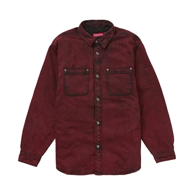 Supreme Faux Shearling Lined Work Shirt Red Denim