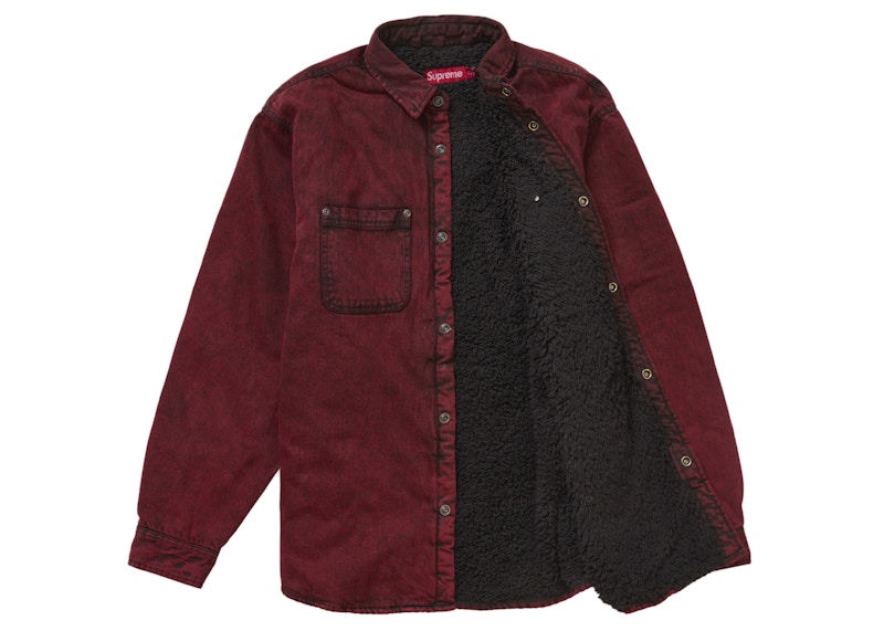 Supreme Faux Shearling Lined Work Shirt Red Denim 圖 2