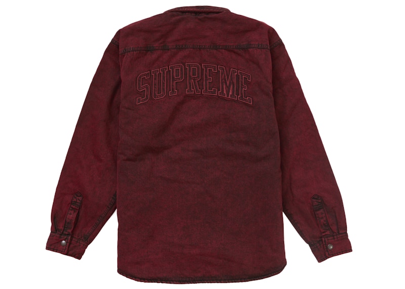 Supreme Faux Shearling Lined Work Shirt Red Denim 圖 3