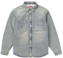 Supreme Faux Shearling Lined Work Shirt Washed Indigo Denim Supreme Faux Shearling Lined Work Shirt Washed Indigo Denim