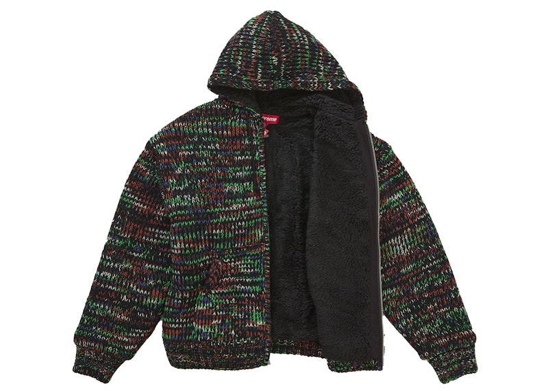 Supreme Faux Shearling Lined Zip Up Hooded Sweater Green Melange 圖 2