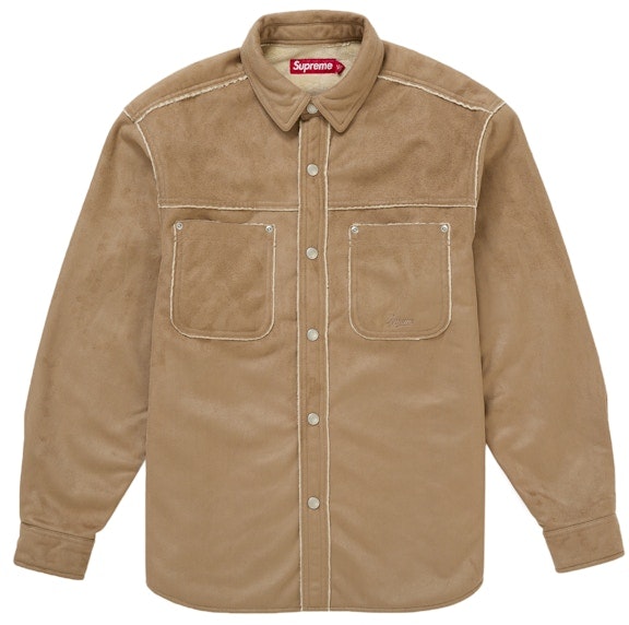 supreme-faux-suede-snap-shirt-tan