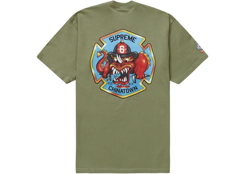 Supreme FDNY Engine 9 Tee Light Olive 圖 2
