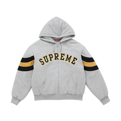 Supreme Filled Zip Up Hooded Sweatshirt Heather Grey
