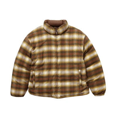 Supreme Flannel Reversible Puffer Jacket Brown
