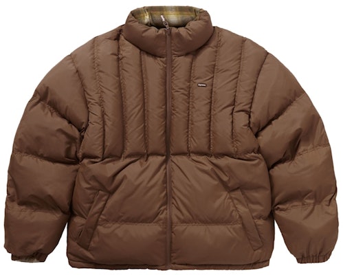 Supreme Flannel Reversible Puffer Jacket Brown Lookbook Supreme Flannel Reversible Puffer Jacket Brown