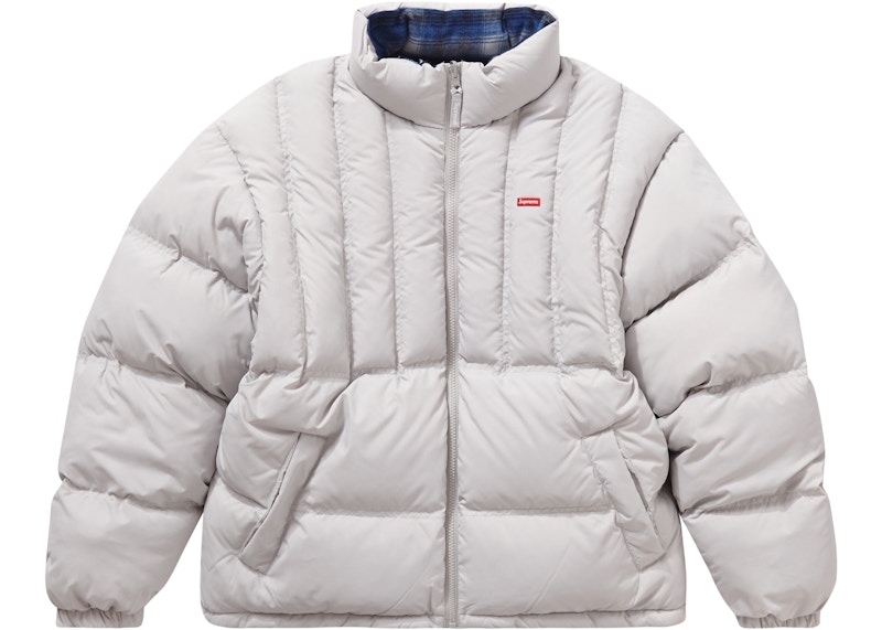 Lookbook Supreme 灰色可翻转格纹羽绒夹克