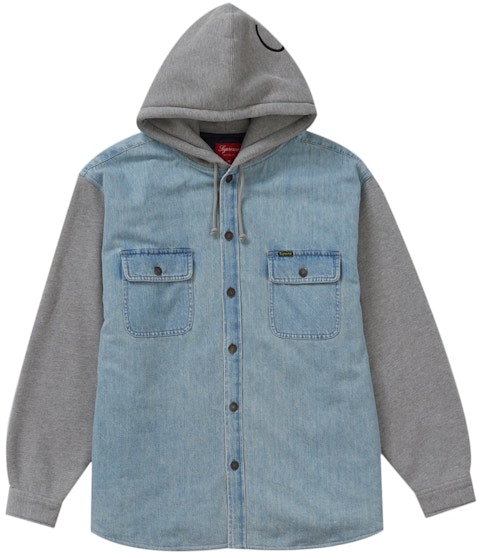 supreme-fleece-hooded-denim-shirt-blue