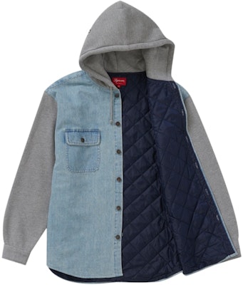 Supreme Fleece Hooded Denim Shirt Blue Order Supreme Fleece Hooded Denim Shirt Blue