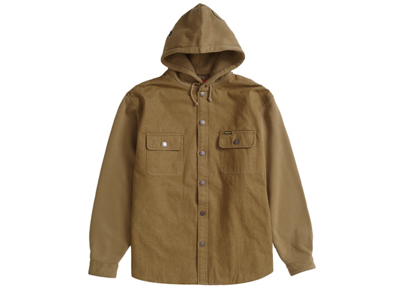Supreme Fleece Hooded Denim Shirt Brown