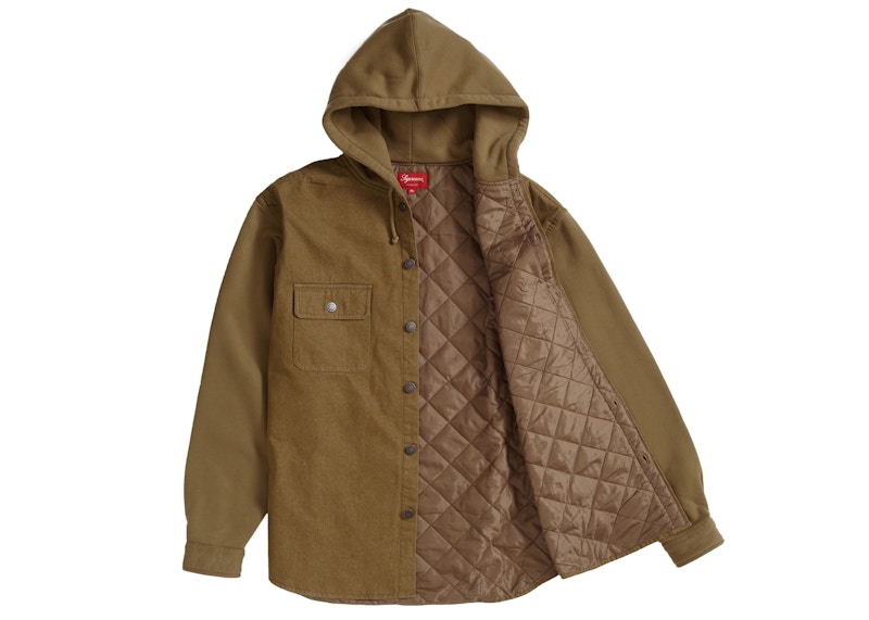 Supreme Fleece Hooded Denim Shirt Brown 圖 2