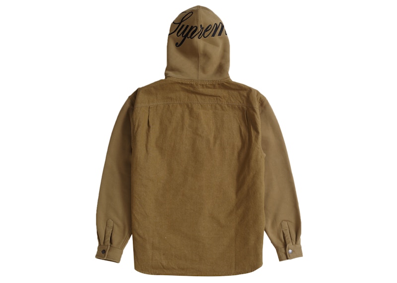 Supreme Fleece Hooded Denim Shirt Brown 圖 3