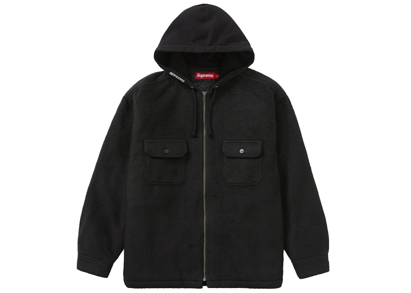 Supreme Fleece Zip Up Hooded Shirt Black